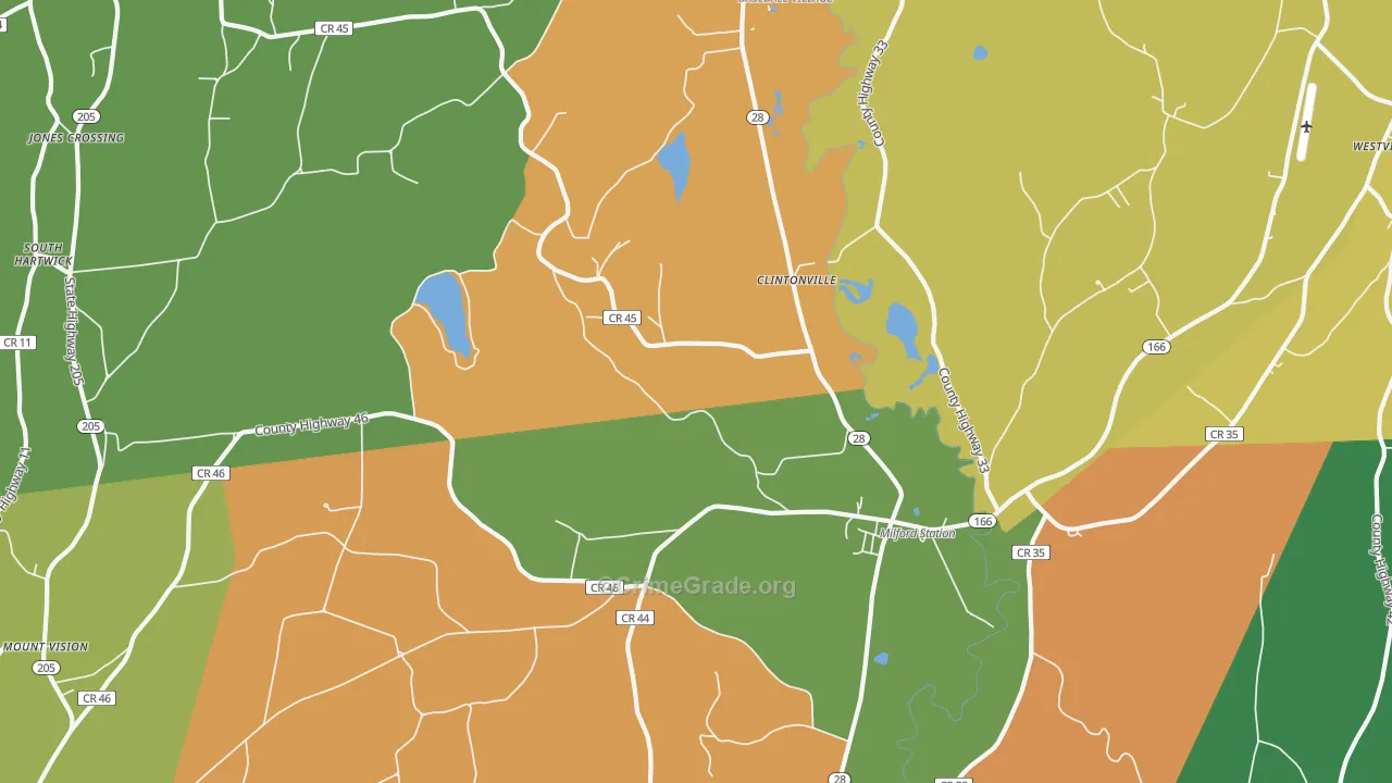 Milford, NY Map of Theft Rates