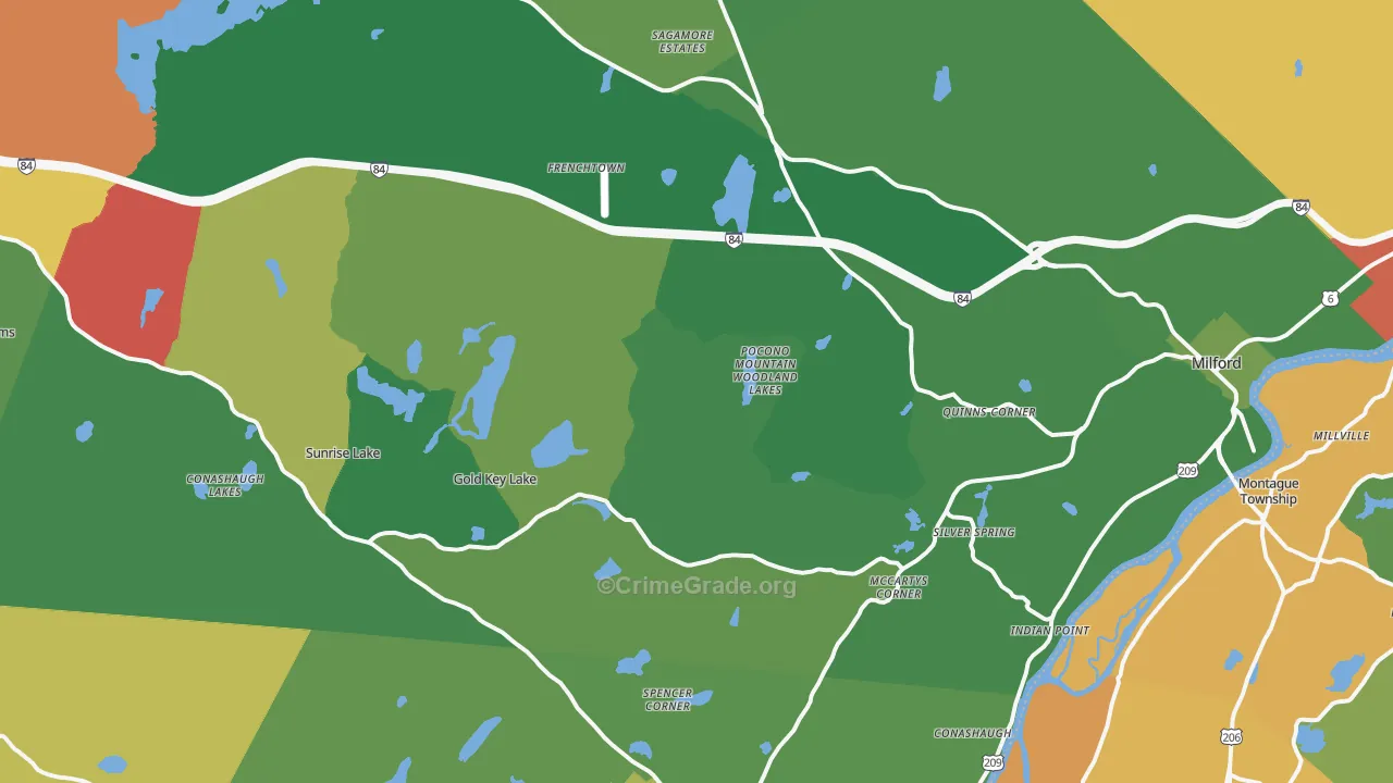 Milford, PA Map of Theft Rates