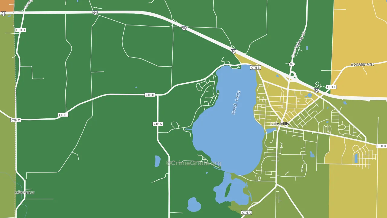 Milford, WI Map of Theft Rates