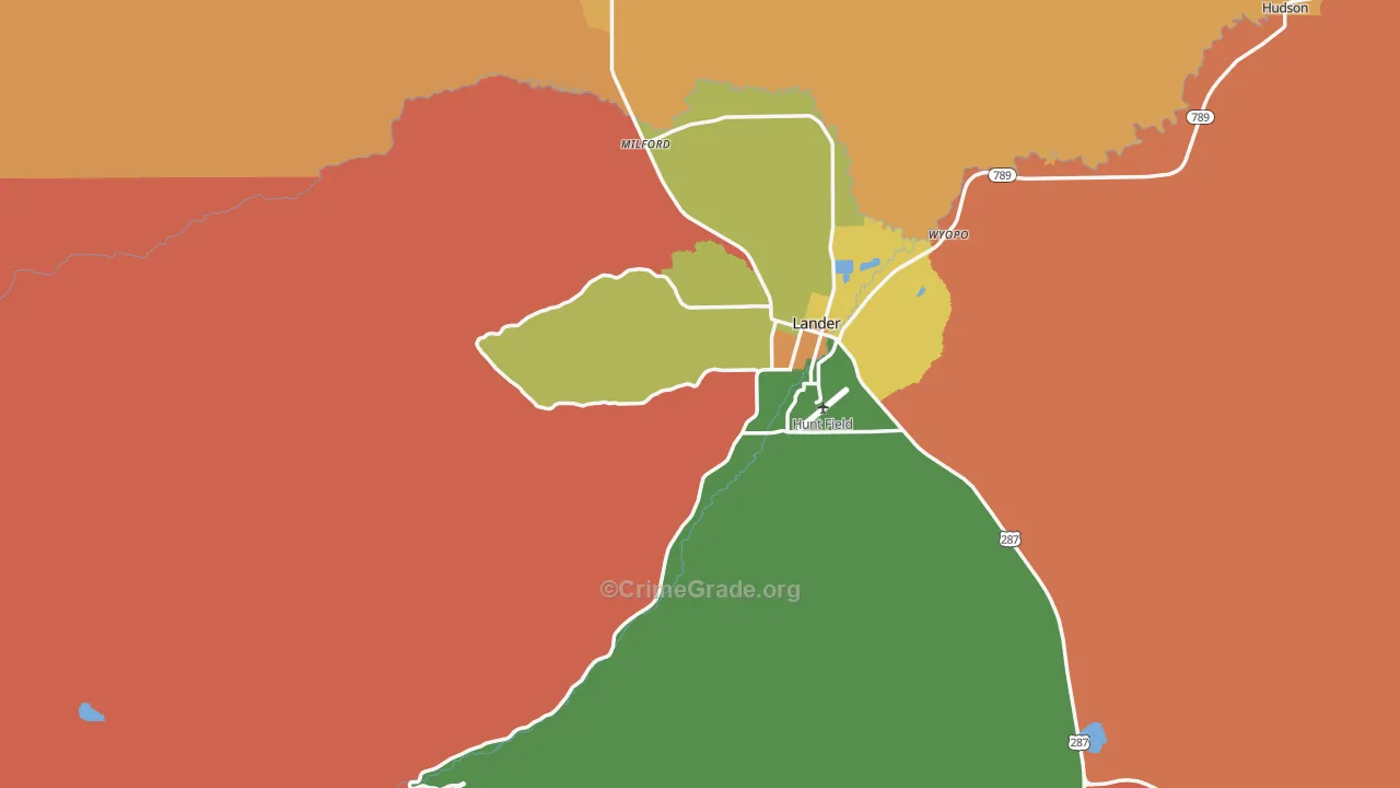 Milford, WY Map of Theft Rates