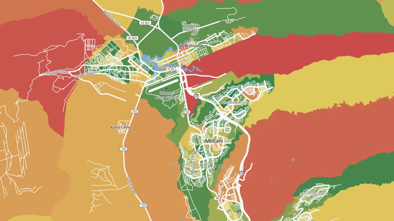 Mililani, HI Map of Theft Rates