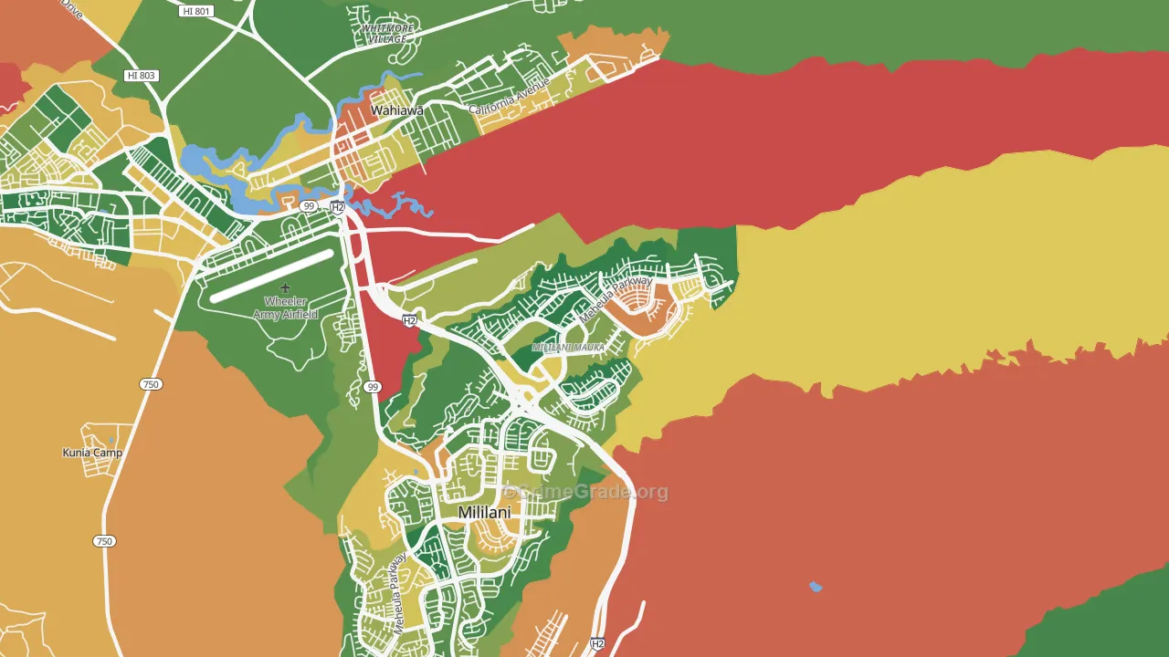 Mililani Mauka-Launani Valley, Mililani, HI Map of Theft Rates
