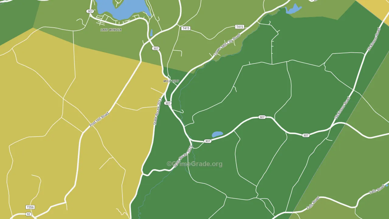 Mill City, PA Map of Theft Rates