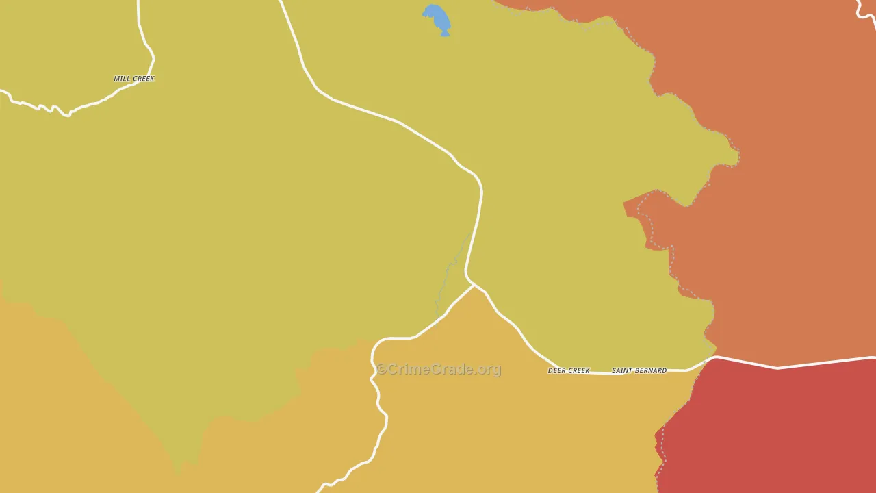 Mill Creek, CA Map of Theft Rates