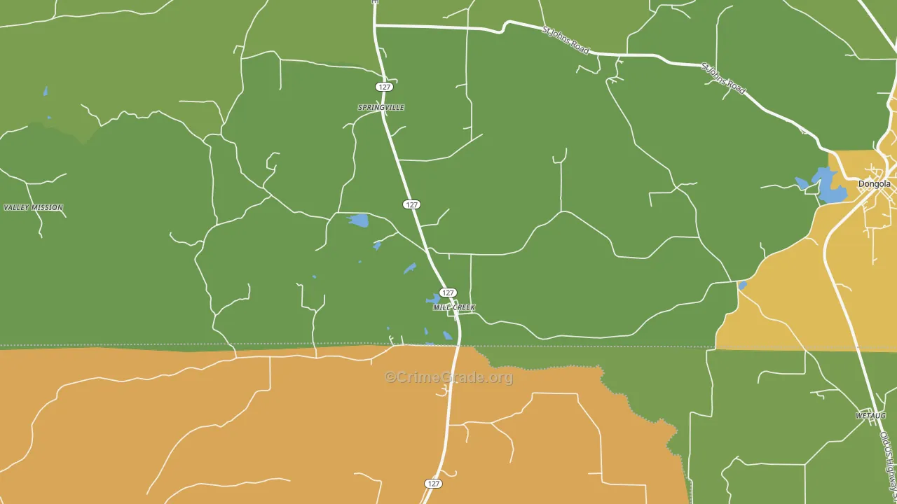 Mill Creek, IL Map of Theft Rates