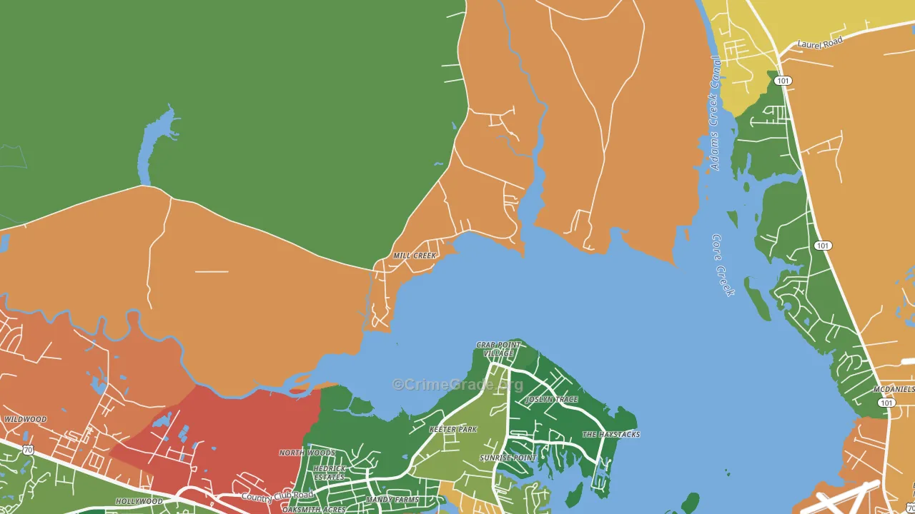 Mill Creek, NC Map of Theft Rates
