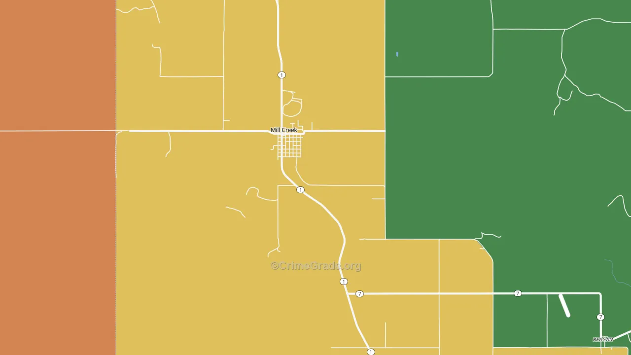 Mill Creek, OK Map of Theft Rates