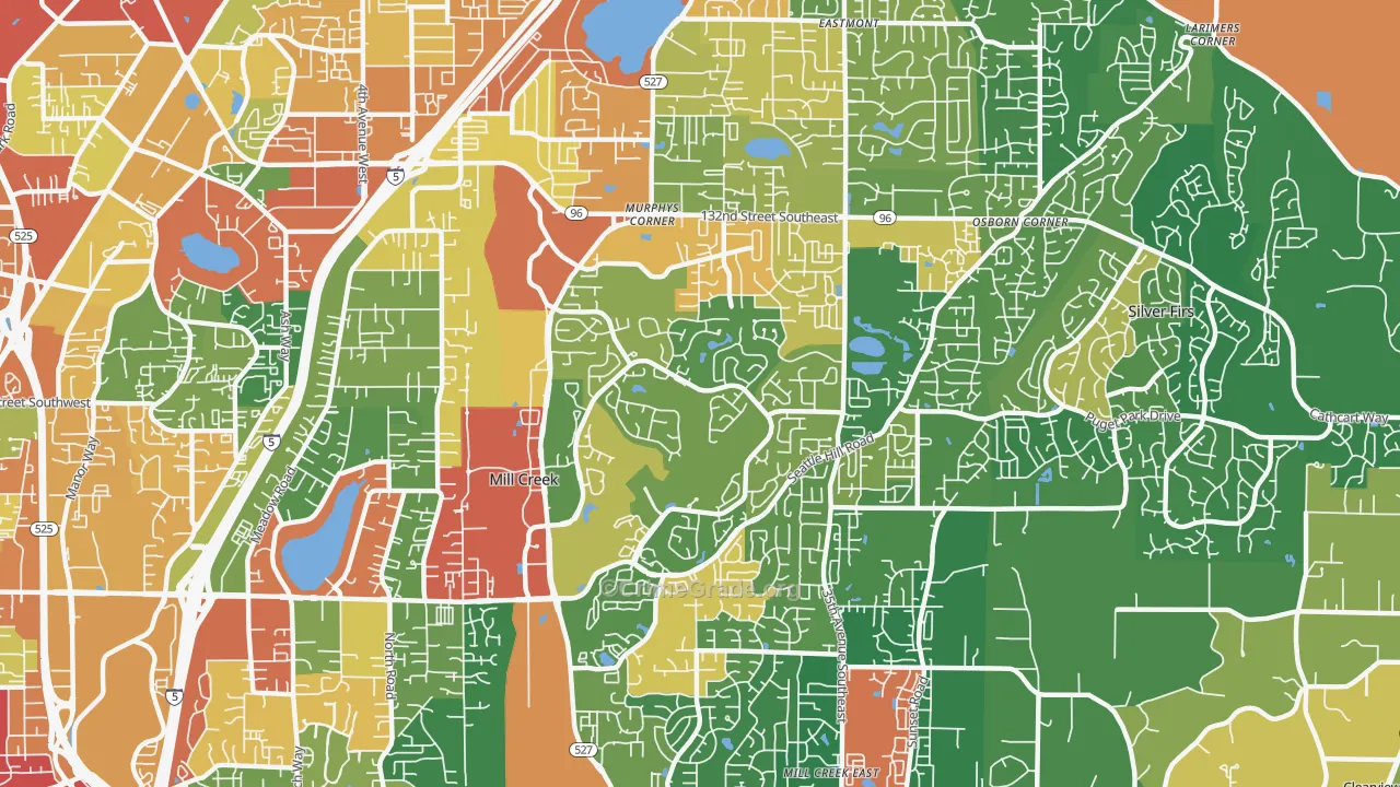 Mill Creek, WA Map of Theft Rates
