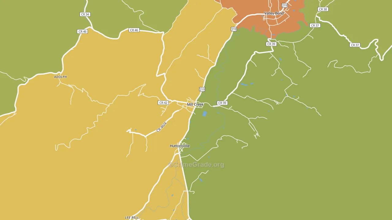 Mill Creek, WV Map of Theft Rates