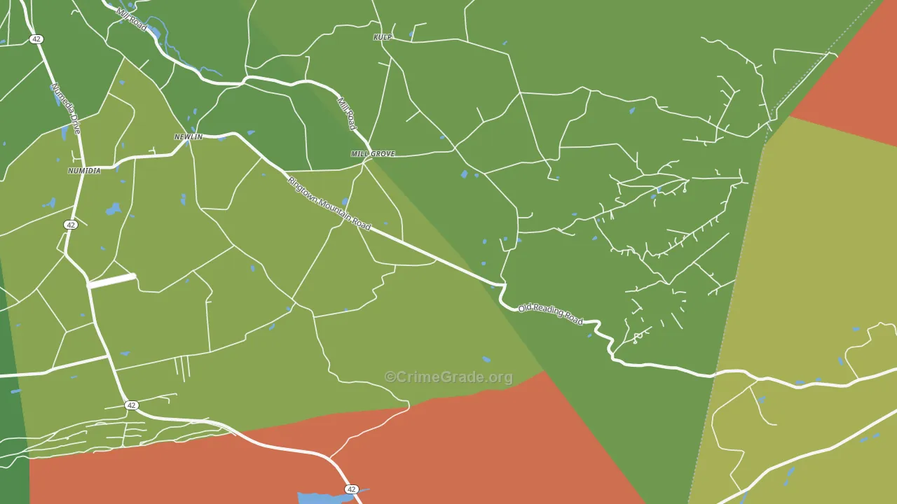 Mill Grove, PA Map of Theft Rates