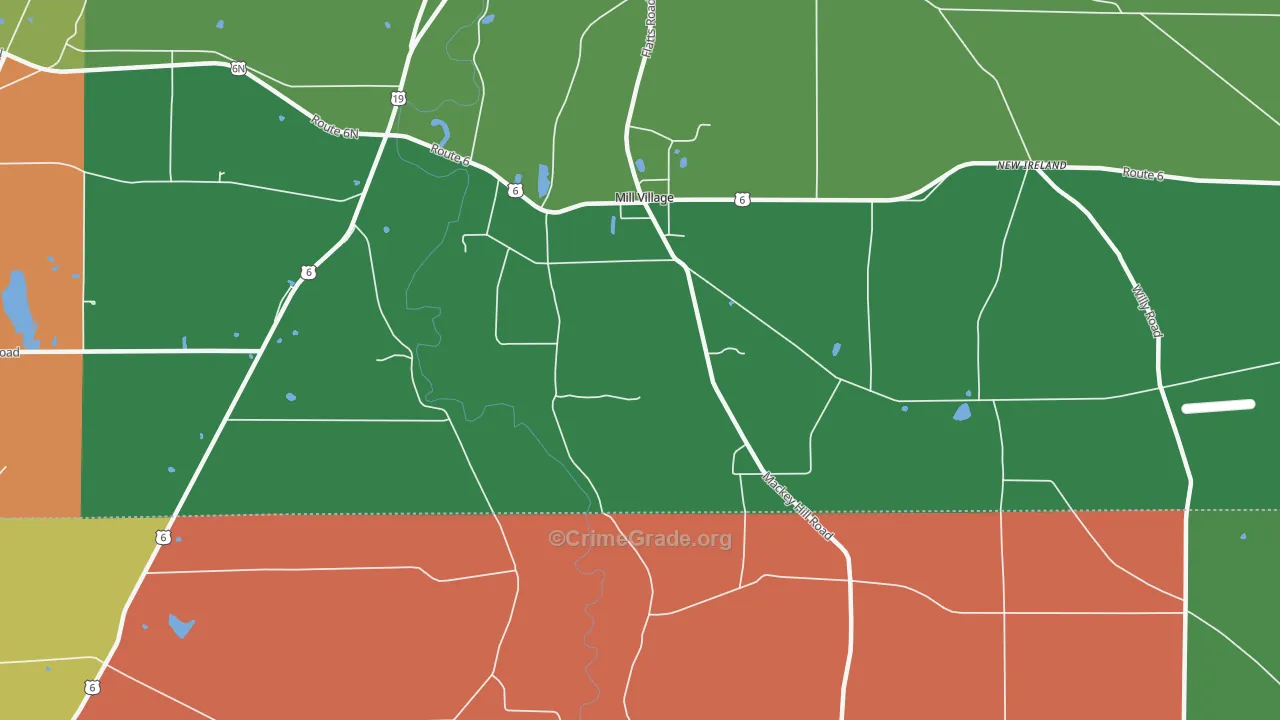 Mill Village, PA Map of Theft Rates