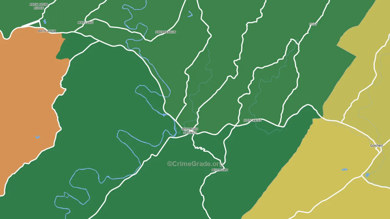 Millboro, VA Map of Theft Rates