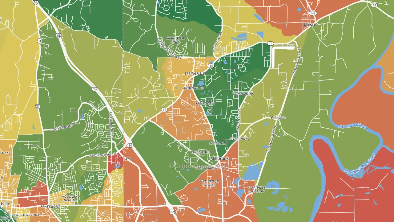 Millbrook, AL Map of Theft Rates