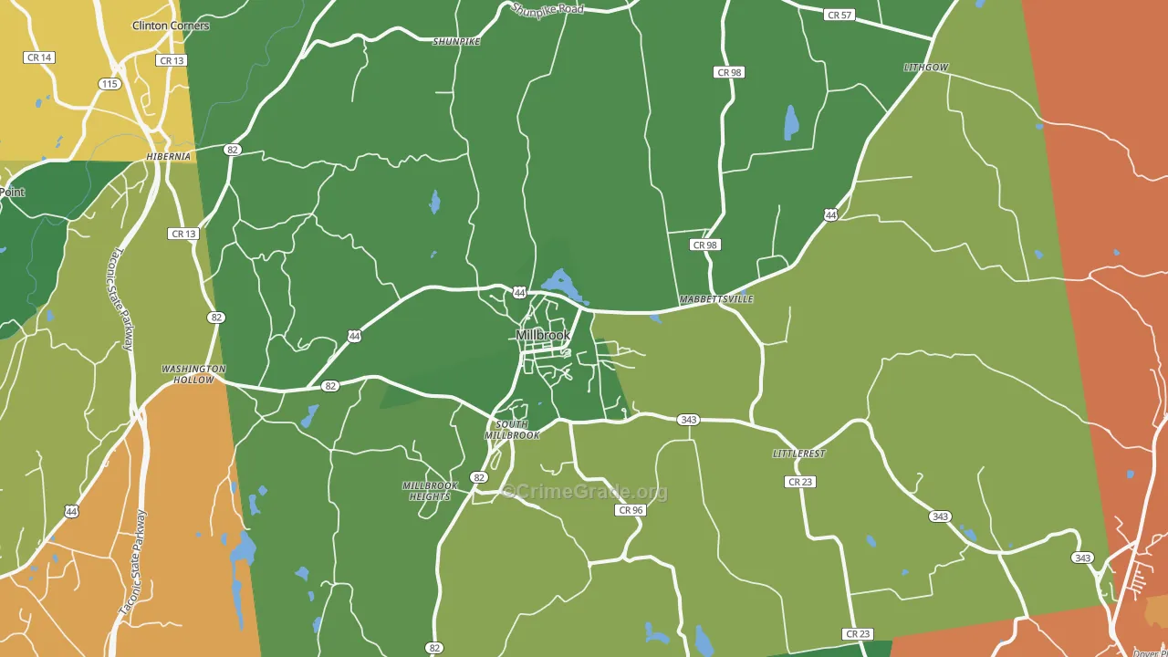 Millbrook, NY Map of Theft Rates