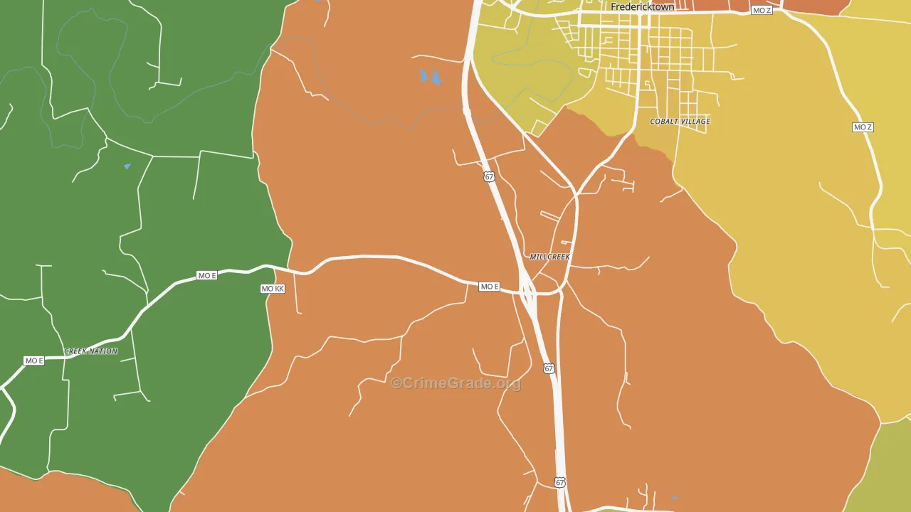 Millcreek, MO Map of Theft Rates