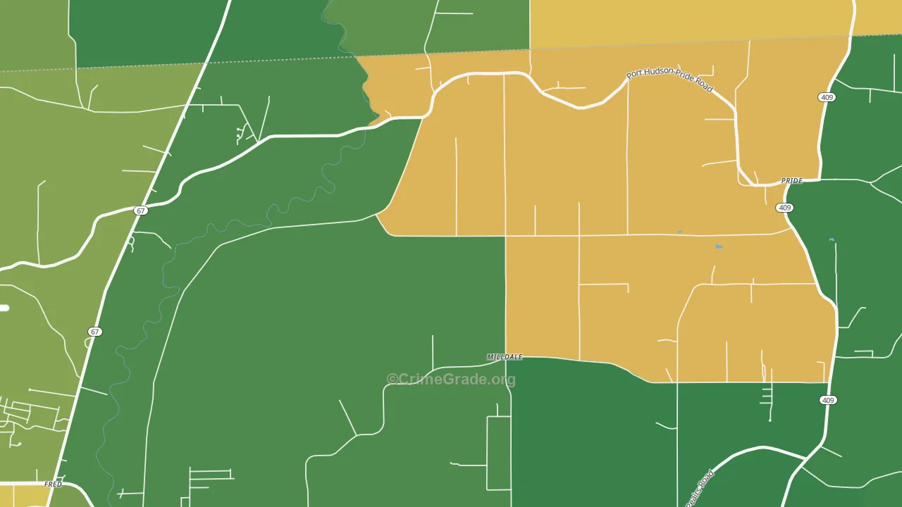 Milldale, LA Map of Theft Rates