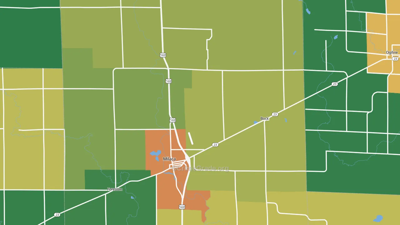 Mille Lacs County, MN Map of Theft Rates