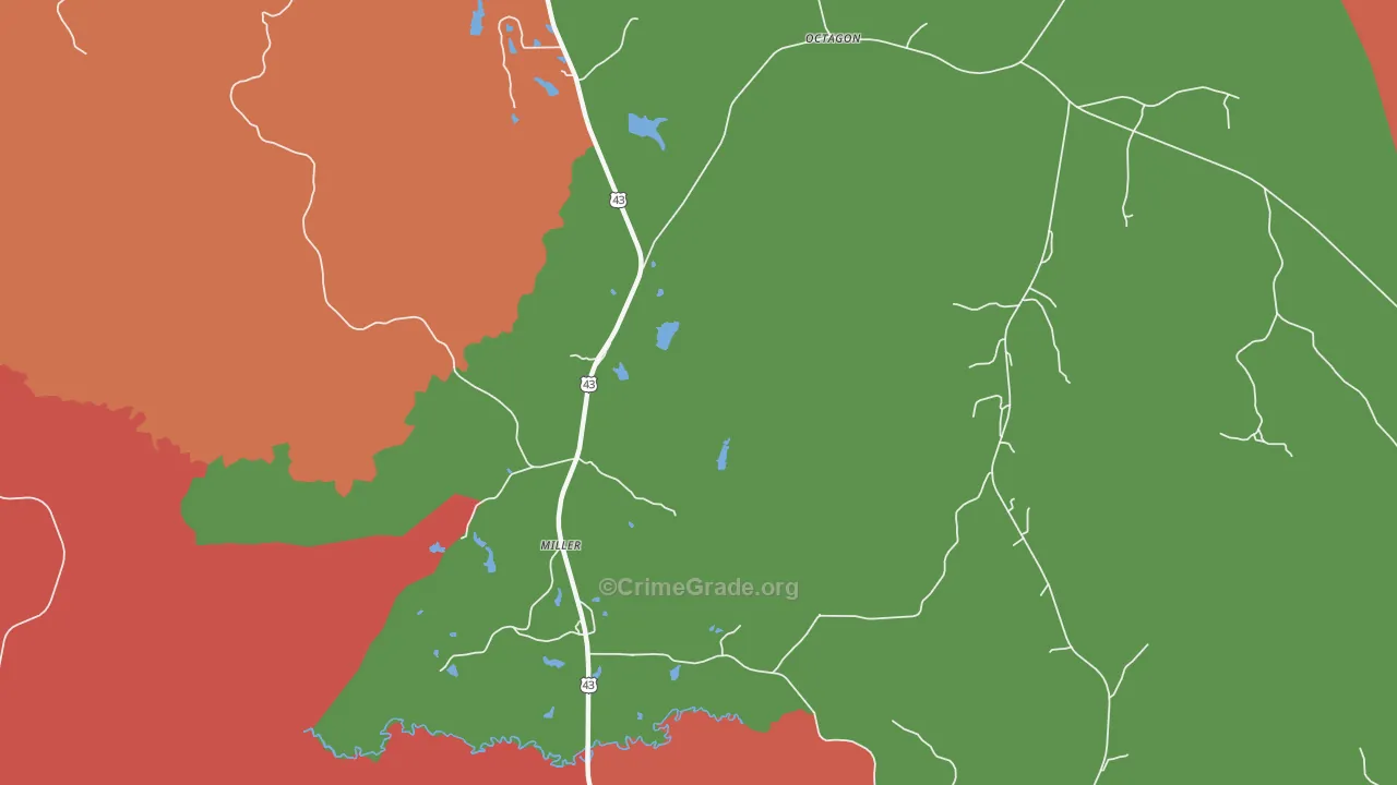 Miller, AL Map of Theft Rates