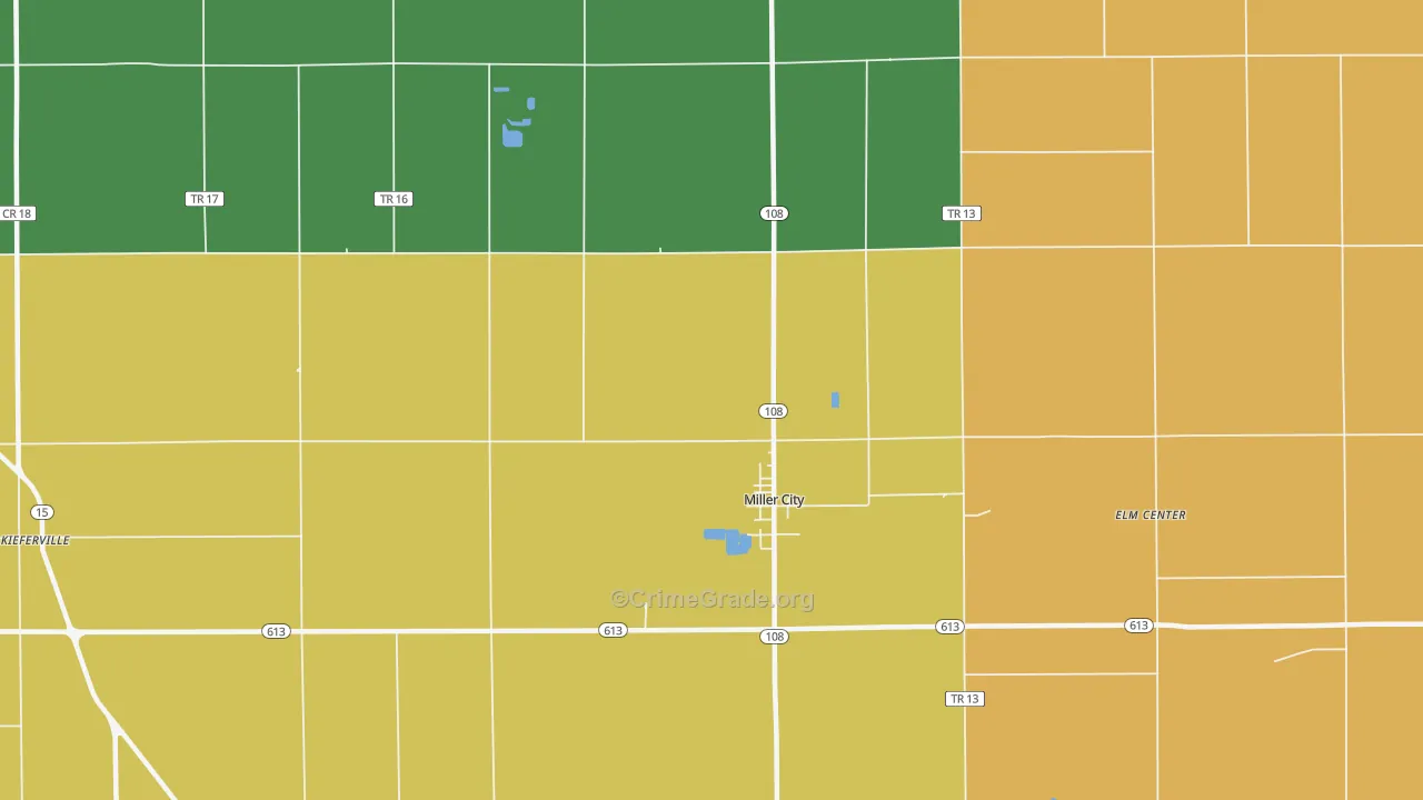 Miller City, OH Map of Theft Rates