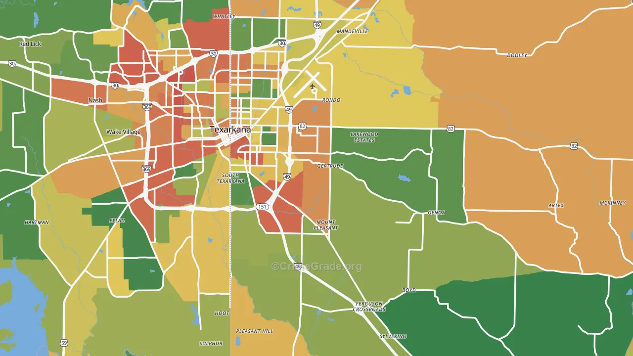 Miller County, AR Map of Theft Rates