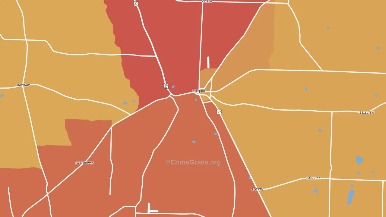 Miller County, GA Map of Theft Rates