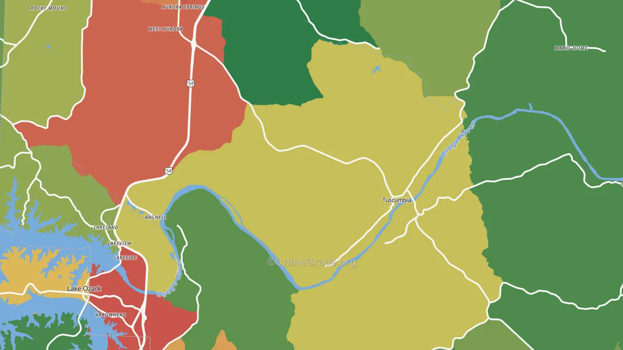 Miller County, MO Map of Theft Rates