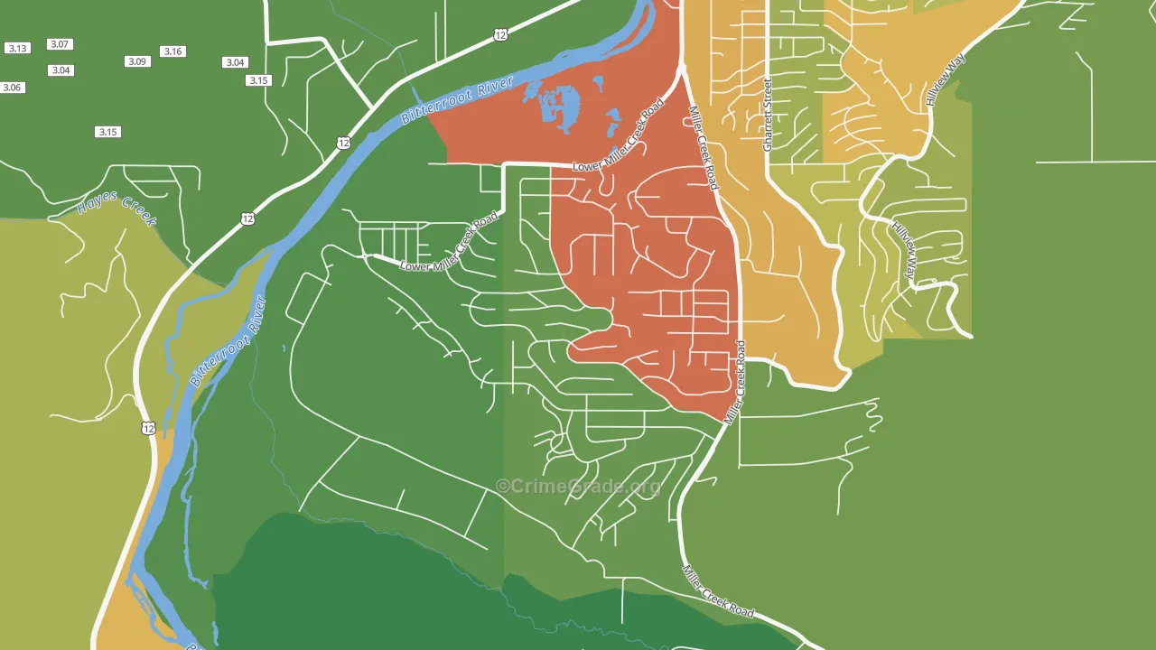 Miller Creek, Missoula, MT Map of Theft Rates