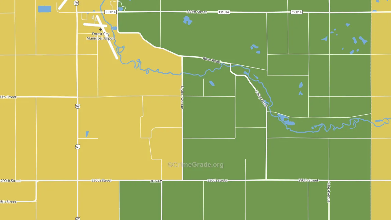 Miller, IA Map of Theft Rates