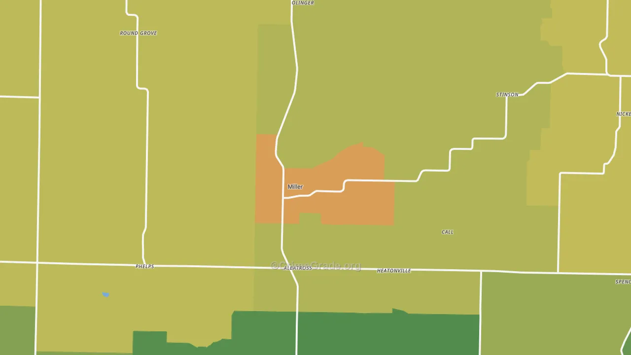Miller, MO Map of Theft Rates