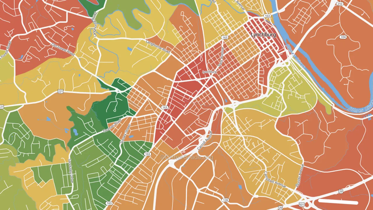 Miller Park, Lynchburg, VA Map of Theft Rates