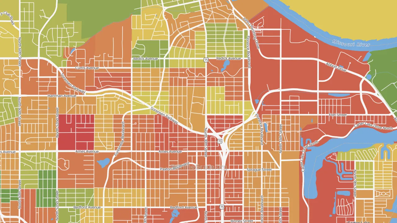 Miller Park Minne Lusa Area, Omaha, NE Map of Theft Rates