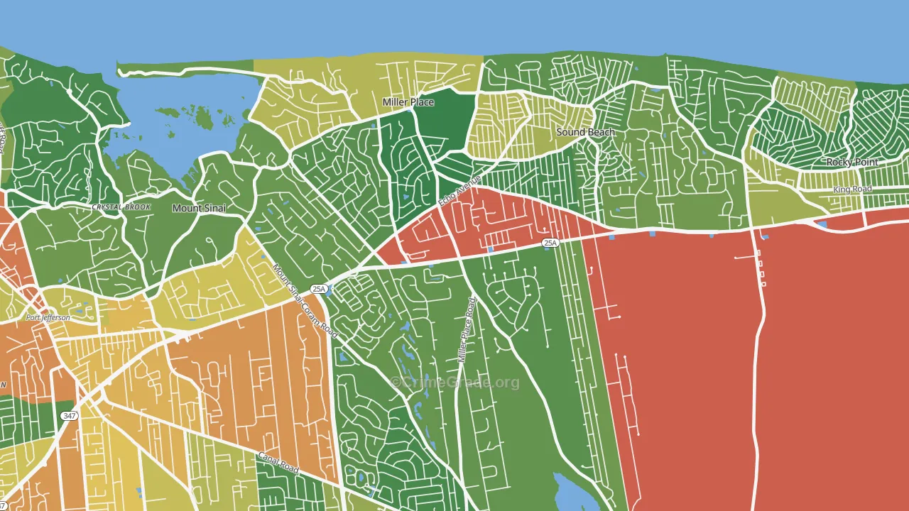 Miller Place, NY Map of Theft Rates