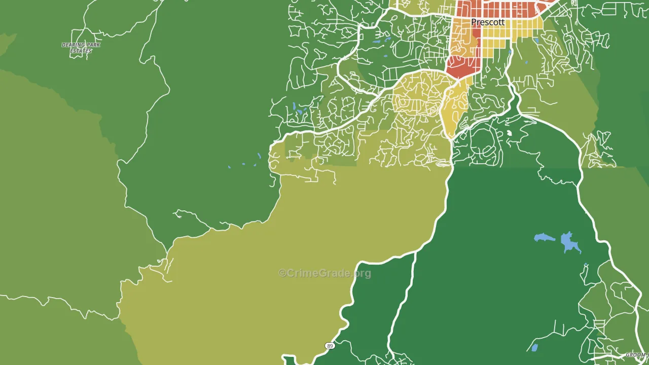 Miller Valley, AZ Map of Theft Rates