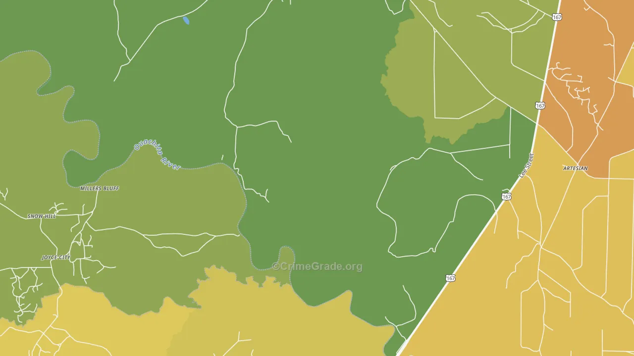 Millers Bluff, AR Map of Theft Rates