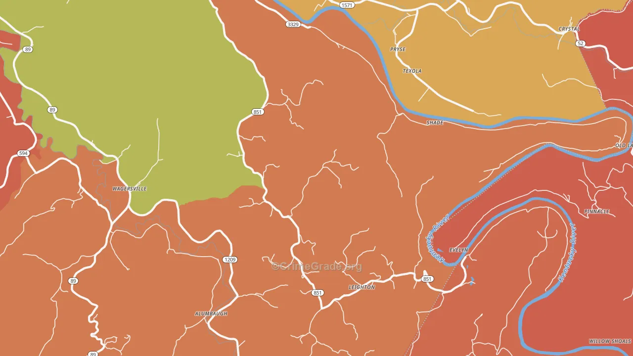 Millers Creek, KY Map of Theft Rates