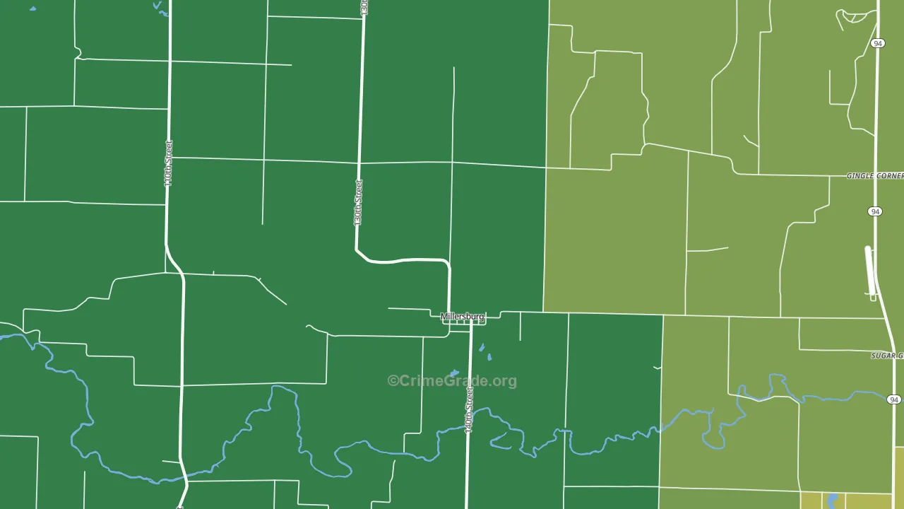 Millersburg, IL Map of Theft Rates