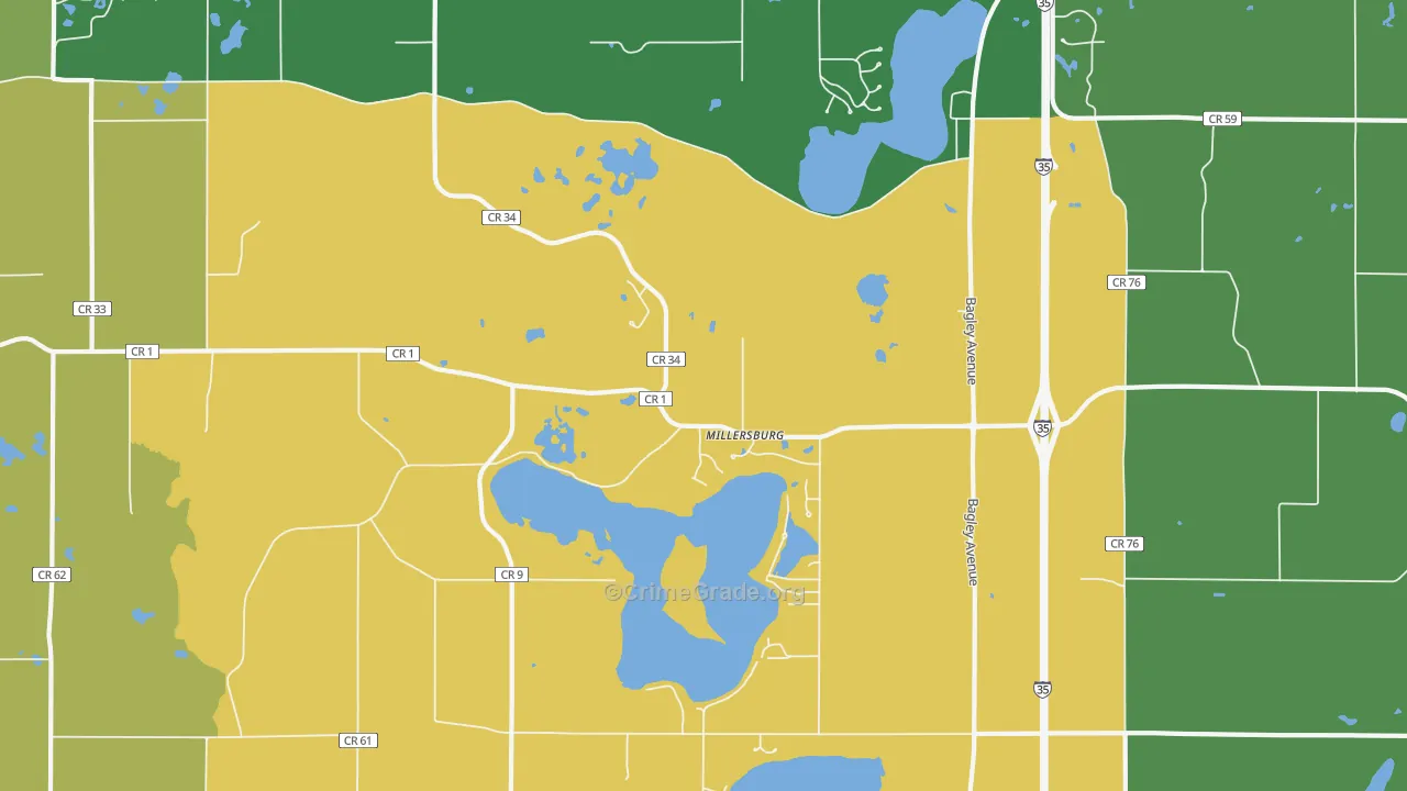 Millersburg, MN Map of Theft Rates