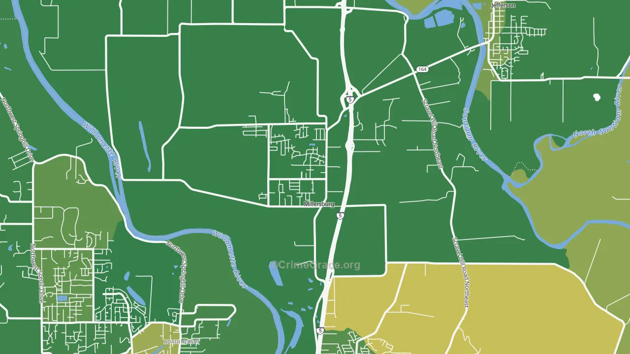 Millersburg, OR Map of Theft Rates