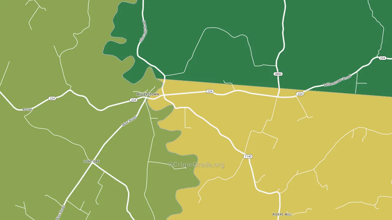 Millerstown, KY Map of Theft Rates