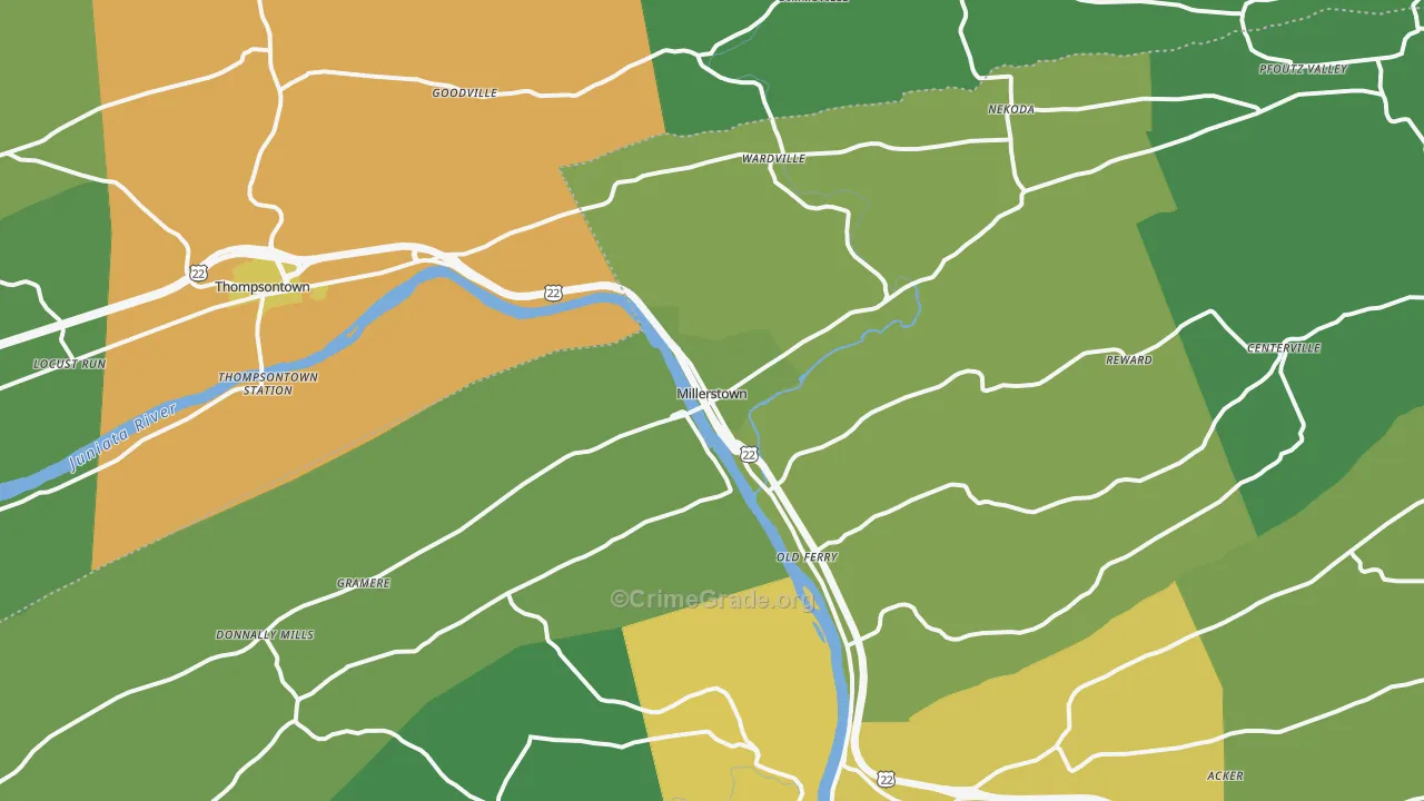 Millerstown, PA Map of Theft Rates