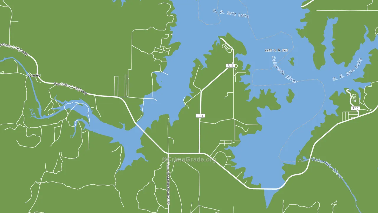 Millersview, TX Map of Theft Rates
