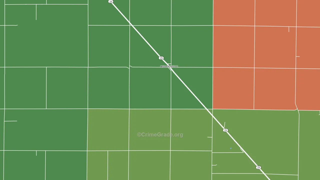 Millersville, IL Map of Theft Rates