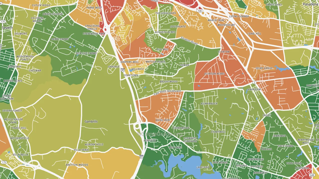 Millersville, MD Map of Theft Rates