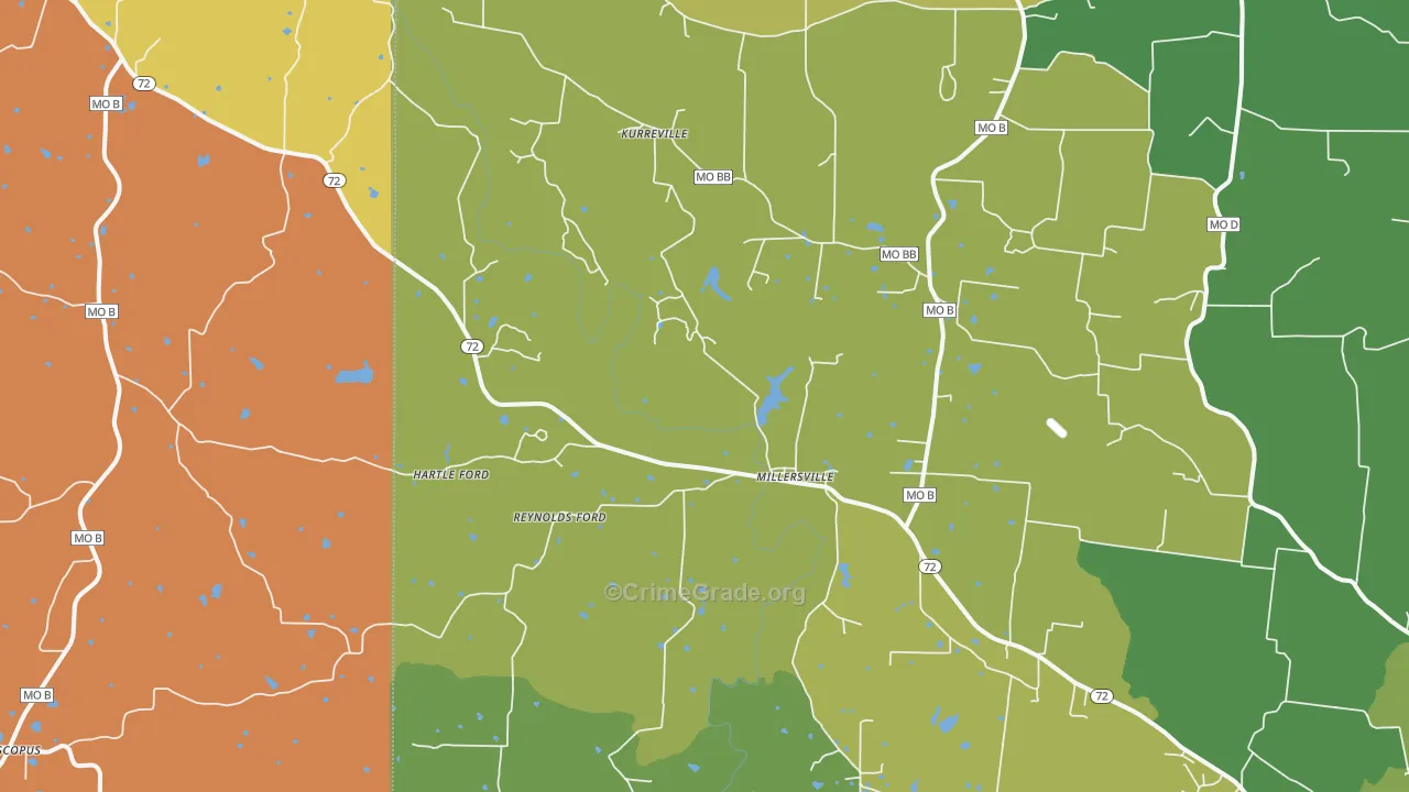 Millersville, MO Map of Theft Rates