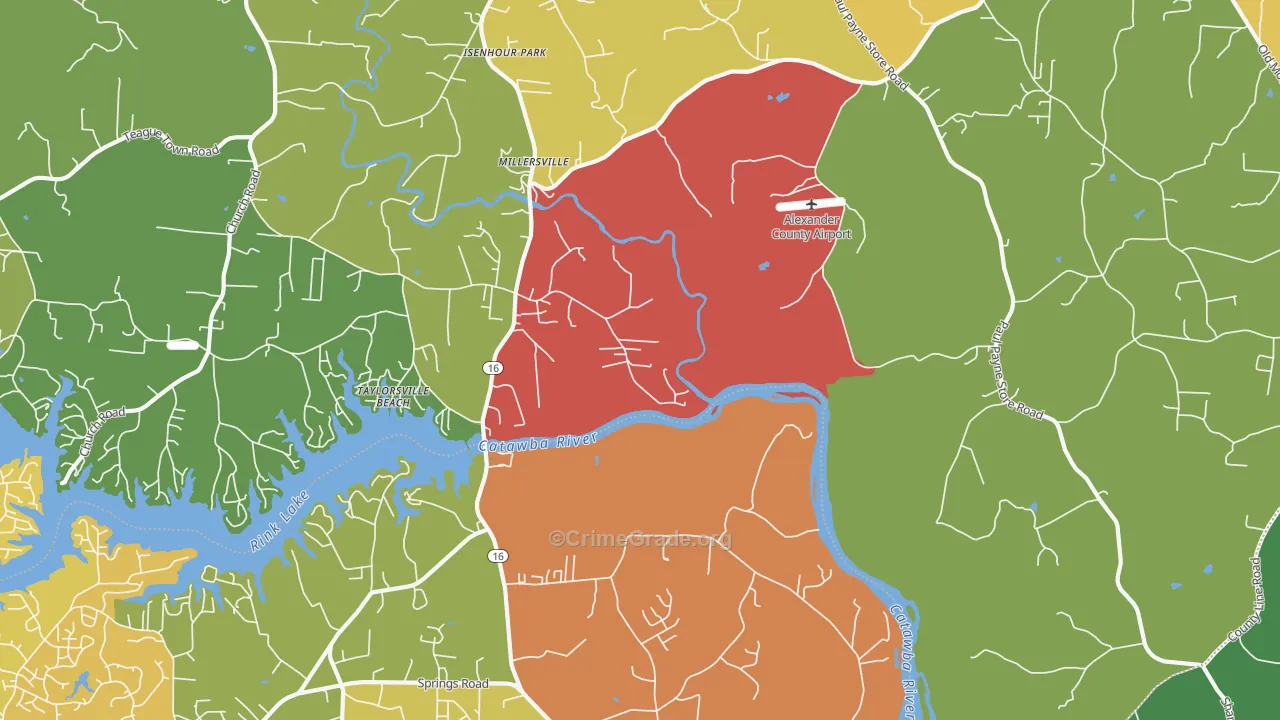 Millersville, NC Map of Theft Rates