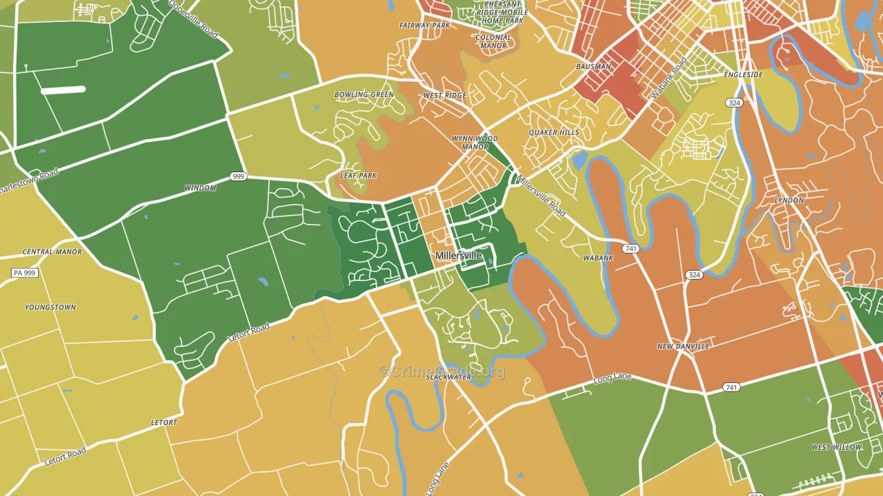Millersville, PA Map of Theft Rates