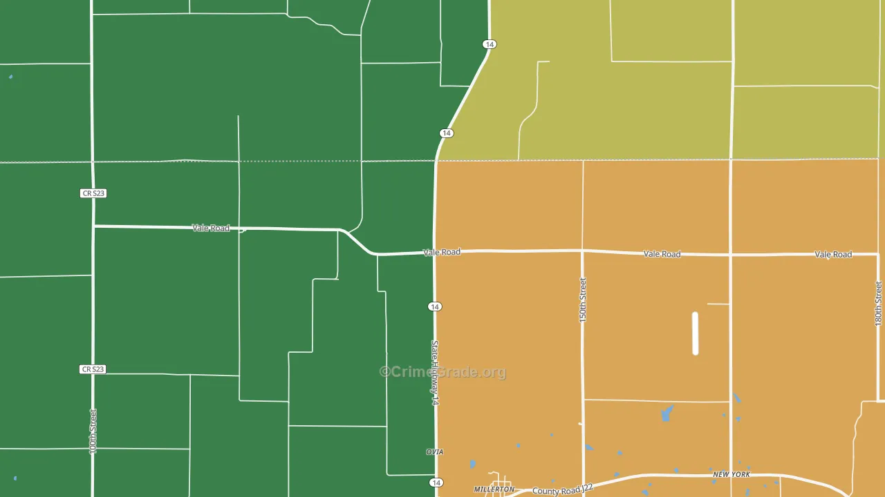 Millerton, IA Map of Theft Rates