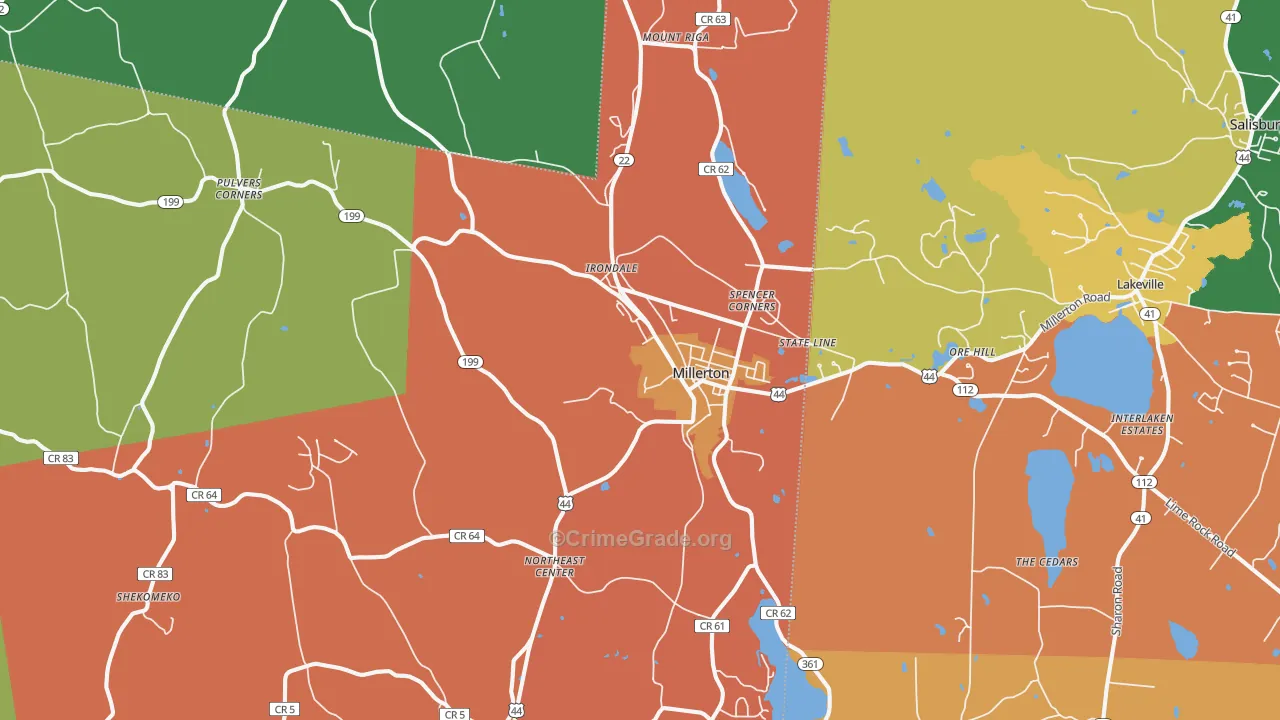 Millerton, NY Map of Theft Rates