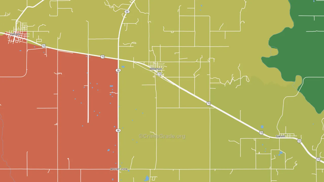 Millerton, OK Map of Theft Rates