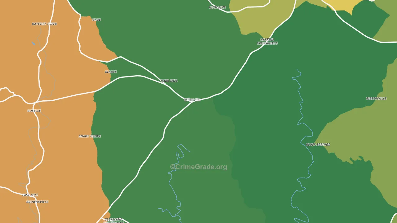 Millerville, AL Map of Theft Rates